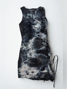 SHEIN EZwear Tie-Dye Sleeveless Bodycon Dress With Drawstring Side size xs